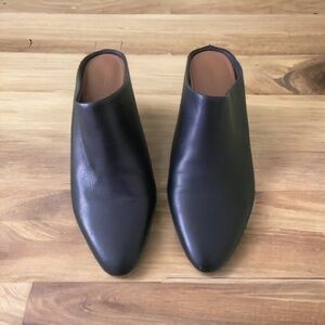 Monk & Lou Summer Genuine Leather Pointed Toe Black Shoes Heel Size 37